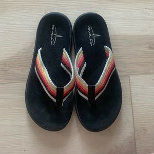 Bluefin black flip flops with multi color strap